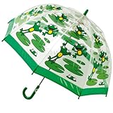 Bugzz Kids Clear Frogs Print Umbrella Transparent and Green