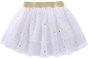 ES-UK Tutu Skirts for Girls - 3 Layers Sequin Star, Snowflakes, Elastic Waist Ballet Dance Skirt for Girls Age 2-10 Years, Pink, Black, Blue, White, Grey Ballet Tutu