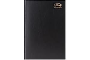 1ABOVE 2024 A4 Week to View Diary| Appointment Diary | WTV A4 Planner | Hardback Cover | Casebound for Home and Office Use (Black)