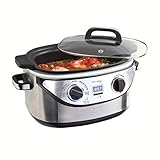 Depósito de 2 hervidor de multi - de 6 en aluminio revestido, apto para lavavajillas - wärmebeständige asas - Tapa transparente - 2 luces de control para multifunción tipo Y Temperatura con digital tiempo la cocción - Temperatura regulable: 60 ° hasta 220 ° grados - Incluye rejilla de acero inoxidable - Cesta de freír con mango plegable - Potencia: 1350 vatios - Tamaño: L 46 x B 33 x H 30 cm