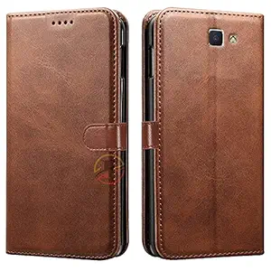 FLAAFFY Leather Finish Flip Back Cover for Samsung J5 Prime | Inside Pockets & Inbuilt
