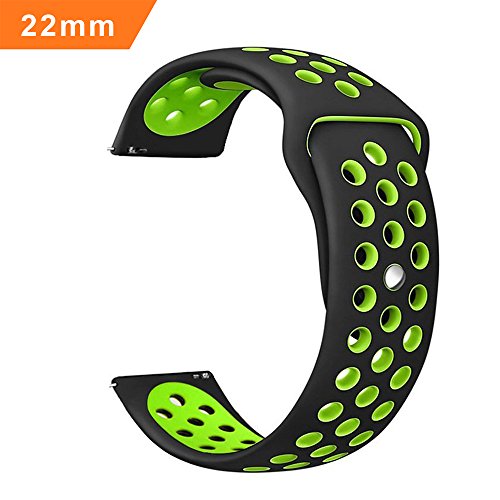 Para Gear S3 Correa Silicona  iBazal Gear S3 Frontier   Classic Watch Correa 22mm Banda de Silicona Suave para Samsung Gear S3 Frontier Classic SM-R760  Samsung Galaxy Watch 46mm  Moto 360 2nd Gen 46mm  Huawei Watch 2 Classic - Negro Verde