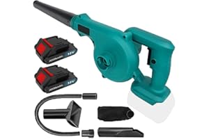 WONNSUMT Cordless Leaf Blower, Electric Air Blower 150MPH, 2 in 1 Handle Electric Blower and Vacuum Cleaner for Blowing Leaf/Cleaning Dust/Small Trash/Computer Host (with 2pcs 3000mah Battery)