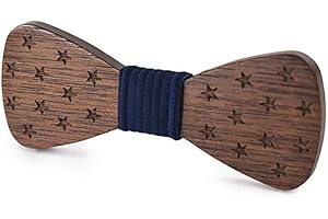 Uteruik Nœud papillon en bois pour enfant avec étoile à cinq branches imprimé pour smoking et fête de mariage