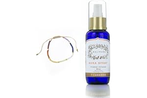 BALIPURA Spray de cristales curativos "7 Chakras" y set de regalo de pulsera de cristal "7 Chakras". Hecho con incienso, aceite esencial orgánico, amatista, citrina y peridoto. 100 ml / 3.4 onzas líquidas