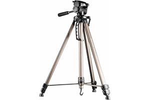 Mantona Basic Travel Pro III Fotostativ – großes, leichtes Aluminium Dreibein Videostativ mit Schnellwechselplatte, Höhe 55 bis 146 cm, Traglast 3 kg, leichte 1,07 kg, Bronze, mit Tasche