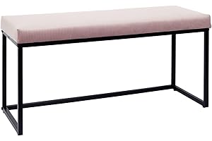 HOME DECO FACTORY HD6835 Sitzbank, Rosa Samt, Cotele, Metall – Eisen, Textil – Polyester Polsterung – Polyurethan, Rosenpulver, 100.00 x 39.00 x 49.00 cm