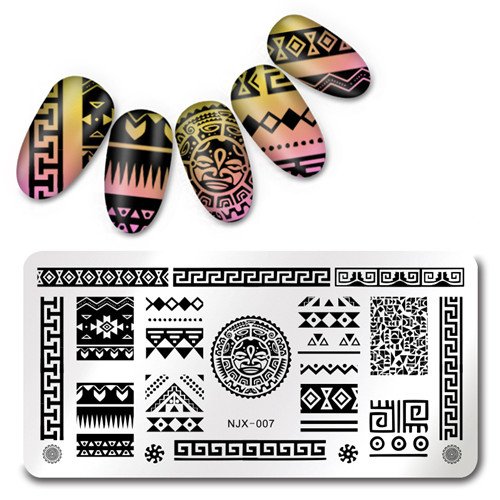Born Pretty Nail Art Stamp Template Tribal Design Image Plate Rectangle 12*6cm NJX-007