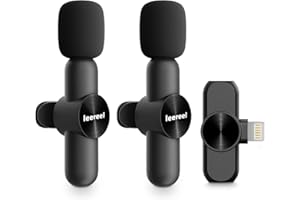 Leereel 2er-Pack Lavalier Mikrofon Wireless für iPhone, Plug & Play Ansteckmikrofon kabellos für YouTube TikTok Interview Live Stream – 3 Stufen Rauschunterdrückung, Auto-Sync