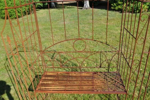 Rosenbogen mit Bank – sehr massiv – Metall Rost, Gartenbank, Metallbank, Lovebank - 2