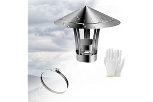 130 mm/5,2 tum rund skorstenslock rostfritt stål avsmalnande topp spisrör | Silverlock tak avgasventilationslock skorstensskydd för vedspis öppen spis