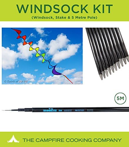 Brookite Festival Flag Pole kit with Sock Spinner Windsock, 5m Pole and Ground Stake