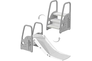 Gupamiga Gupamiga Slide Outdoor and Indoor For Children with Handles, Extra Long Slip Gradients and Non-slip Stairs, High Strength, Easy Installation, Children Slide From 1 to 3 Years (White)