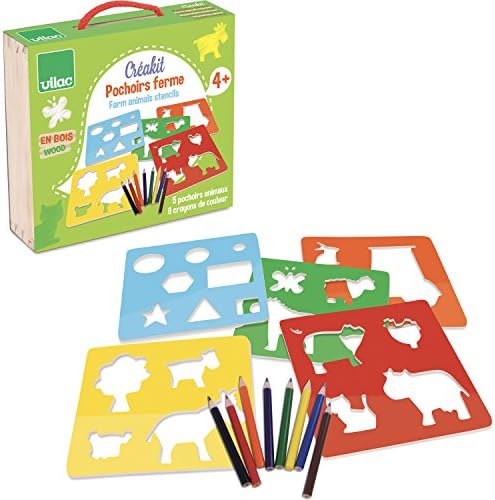 Vilac 8202 Farm Stencils Set, Multi-Color
