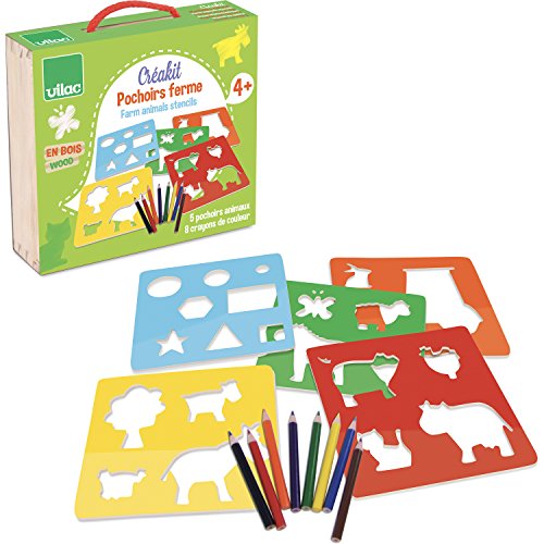 Vilac 8202 Farm Stencils Set, Multi-Color