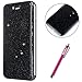 Produktbild iPhone 8 Plus Hülle, Hpory Glitzer Bling Diamant Strass Handyhüllen Leder PU Klapphülle Kartenfächer mit Standfunktion Cover Case Tasche Schutzhülle für iPhone 7/8 Plus + 1 x Hpory Stylus-(Schwarz)