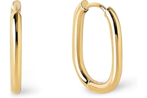 SINGULARU - Pendientes Aro Bossa. Acero con Acabado en Baño de Oro de 18kt. Cierre Congo/Click. Joyas para Mujer