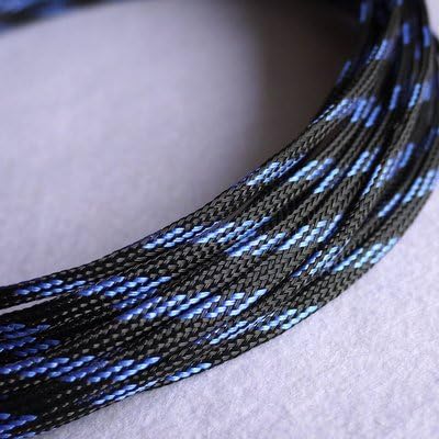 10M Long 6mm Wide Green Nylon Braided Elastic Expandable Sleeving Cable Harness black blue mix