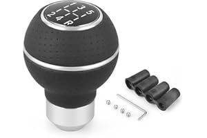 Juttzzei Schaltknauf 5 Gang, Universal Schaltknüppel, Verbessert Leder Auto Schalthebel mit 4 Adaptern 8mm 10mm 11mm 12mm für Manueller Autos mit 5 Gang Schaltgetriebe - Silber