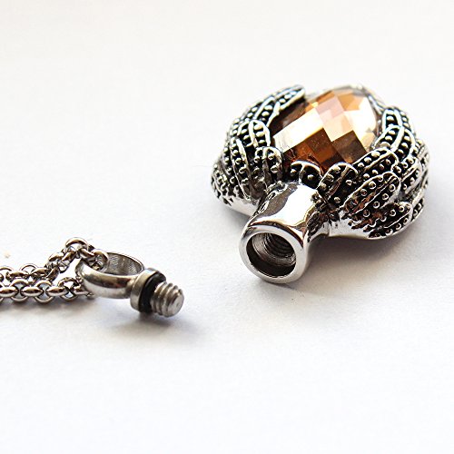 Zahara-Pet-Memorial-Urn-Necklace-20-Inches-with-Velvet-Pouch-Funnel-Angel-Heart-Champagne-Topaz-Pendant-Chain