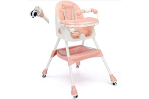Twinky® Chaise Haute Bébé MAXI 2-en-1 - Chaise de repas pliable, poussette - Chaise évolutive et chaise bébé pour nouveau-nés - Convient de 6 mois à 4-5 ans - Rose