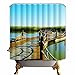 Produktbild TS-nslixuan Wasserdichte Badewanne Gardinen Badezimmer Dusche Vorhangstoff Badewanne Vorhang Wasserdichten Business Hot Selling und Eindickung Kreativ Einsame Brücke Landschaft 180Cmx200Cm (72 X 78)