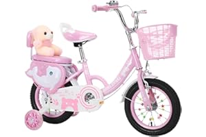 Touch of Venetian 12" 14" 16" Girls Children Bike with Stabilisers Wheels Kids Bike for Ages 3-9 Years Old Pink Bicycle