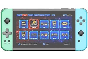 Cawevon Powkiddy X70 HD Retro Consola de juegos de mano 7 pulgadas Joystick FC Arcade Simulator Batalla de dos jugadores (64G, verde)