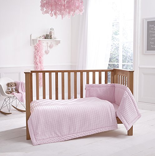Clair de Lune Marshmallow 3 Piece Cot/Cot Bed Quilt & Bumper Bedding Set - Pink