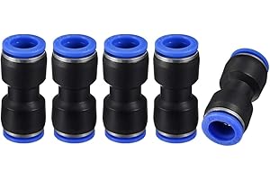 sourcing map Plastic Straight Union Push to Connect Tube Fittings 12mm OD Push Fit Lock Blue 5pcs