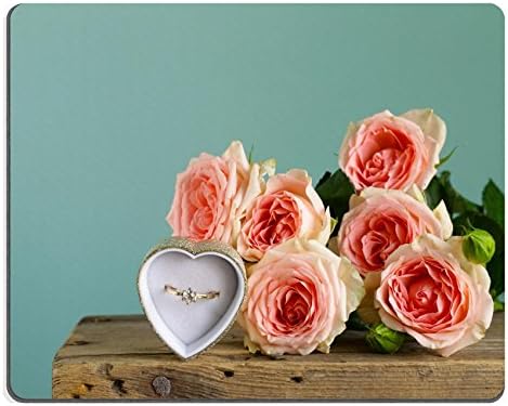 Luxlady Gaming Mousepad IMAGE ID: 34553215 gold ring with diamond and bouquet pink roses