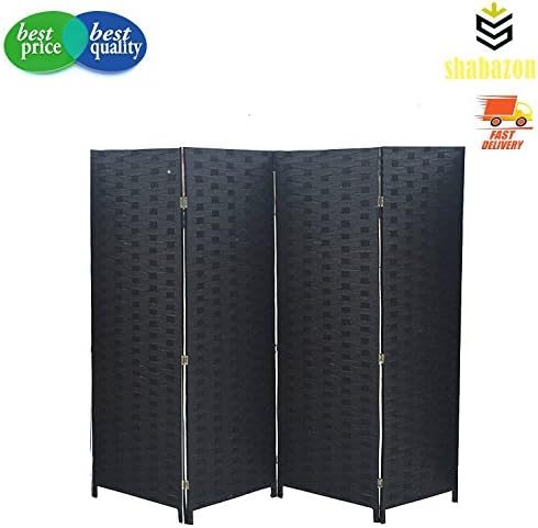 shabazon Room Divider Screen Folding Paravent 4 Panel 5 Panel 6 Panel Partition Wall Furniture 180x163cm - Colour Choice Black … (4 panel)