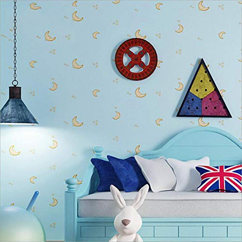 Preisvergleich Produktbild PAOFUCartoon Little Stars Moon Pattern Kindertapete,Blue