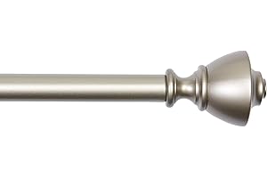 Amazon Basics Curtain Rod with Urn Finials, Extendable Extra Long for Bedroom, Dining Room, Living Room or Kitchen, 182.9cm - 365.8cm, Nickel