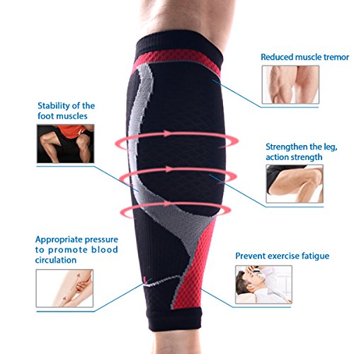 Waden Kompression, MEIKAN – Wadenbandage(1 Paar) / Wadenschutz für Schienbeinverletzungen, zur Linderung von Krampfadern & Wadenschmerzen, Fördert die Durchblutung & verringert Krämpfe – Leistungsverbesserung für Laufen, Joggen, Radfahren, Fitness & Sport – Für Männer & Frauen - 2