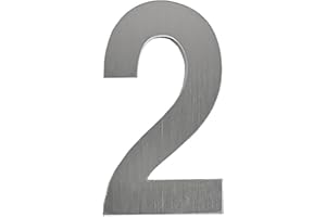 DURDIIY Numero Civico Esterno Argento, Numero civico galleggiante, porta numeri segnaletica Targa, Numeri civici Numero altezza 5cm/1.96", Numeri civici autoadesivi Acciaio inossidabile, Numeri per porta (2)