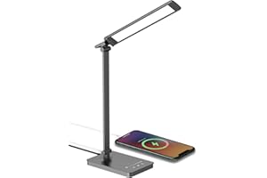 kwotry Lampada da Scrivania, LED Lampada da Tavolo Dimmerabile Ricarica USB, 10 Livelli di Luminosità 5 Modalità Colore con Funzione Timer, Controllo Touch, Lampada da Studio per Casa,Ufficio,Lettura