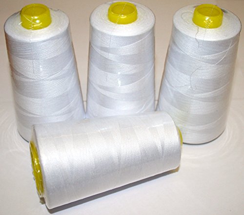 Overlockgarn 50S/2, 4 STÜCK, 5000 Yards / 4570 Meter / Farbe: weiß