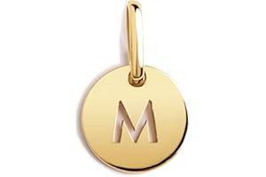 SINGULARU - Mini Medallion Letter. Ciondolo con Iniziale in Argento Sterling 925 con Finitura Placcata Oro 18Kt. Abbinabile con Collana. Gioielli per Donna. Lettera A-Z