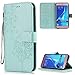 Produktbild FNBK Samsung Galaxy J5 2016 Hülle Leder Grün Löwenzahn Blumen Handyhülle Holster Leder Flip Wallet Cover Tasche Stand Case Card Slot Magnetverschluß Kratzfestes Schutzhülle