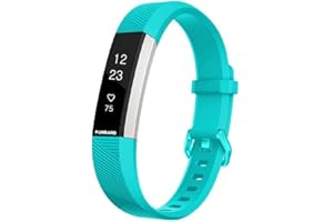 FunBand Bracelet pour Fitbit Alta HR et Fitbit Alta, Bande en Silicone Souple Sangle de Remplacement Reglables Sport Accessorie pour Montre Connectée Fitbit Alta HR et Fitbit Alta (1-Pack Teal)