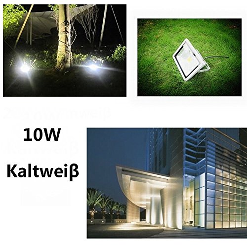 SAILUN 10W LED Fluter Warmweiß Strahler Licht Scheinwerfer Außenstrahler Wandstrahler Aluminium IP65 Wasserdicht 5 Stück Silber - 3