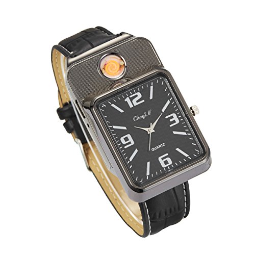 Preisvergleich Produktbild Ckeyin Quarz Uhr und USB Ladeelektronik Flameless winddicht Zigarettenanzünder