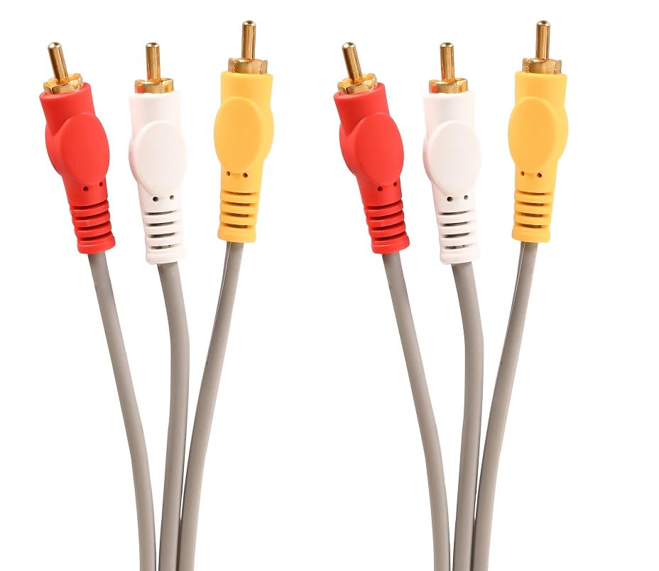 JGD PRODUCTS 3RCA Male to 3RCA Male Stereo Audio Video Cable Gold Plated - Suitable for TV LC LED Home Theater Laptop PC DVD [1.5 Meter]