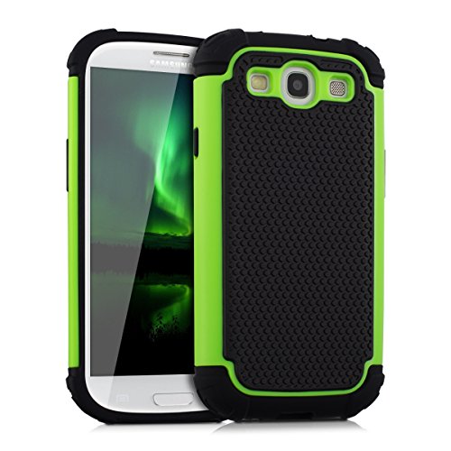 kwmobile Funda para Samsung Galaxy S3   S3 Neo - Case h  brida de TPU silicona - Hard Cover en verde ne  n negro