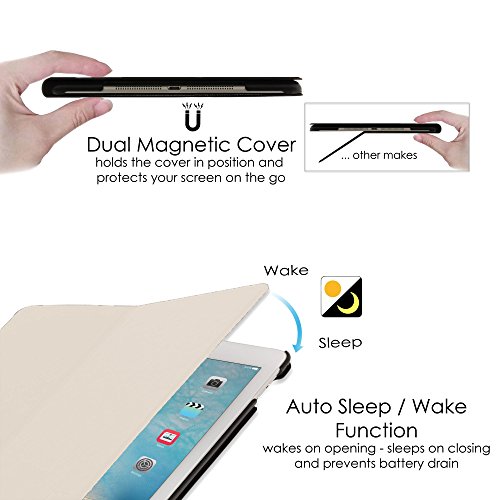 Forefront Cases® Neue Leder Hülle / Tasche / Case / Cover für Apple iPad Air 2 / 2nd Generation (Oktober 2014) – Rundum-Geräteschutz und intelligente Auto-Sleep-Wake-Funktion mit 3-JAHRES-GARANTIE VON FOREFRONT CASES - 5