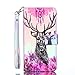 Produktbild Chreey Hülle für Huawei P9 Lite Mini / Y6 Pro 2017 / Enjoy 7, Kreative Design PU Leder Handyhülle Brieftasche Schutzhülle Flip Case mit Muster, Hirschkopf