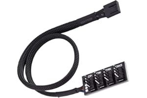 YieJoya Concentrateur de ventilateur PWM 4 broches, connecteur 4 broches câble adaptateur 4 PIN/3PIN pour les ventilateurs 12V des boîtiers (4 voies)