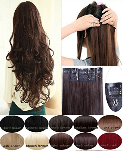 S-noilite® Damen Premium-Lang Glatt Haarverlängerung Haare Clip-in Dip Dye Ombre Menschen gemacht Haarteile(63CM,Dunkelbraun bis Graublond) - 6