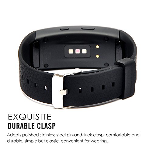 Greatfine Smartwatch Strap Uhrenarmbänder Ersatz-Armband für Samsung Gear FIT2 fit 2 SM-R360 Smart Watch Zubehör (Black) - 3